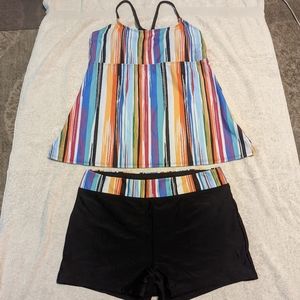 XXL striped tankini top and shorts